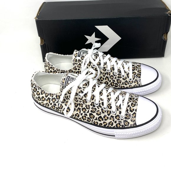 💖MEGA SALE💖Converse Ctas OX Men's Low Top Black White Leopard Canvas 166260F - Picture 3 of 10